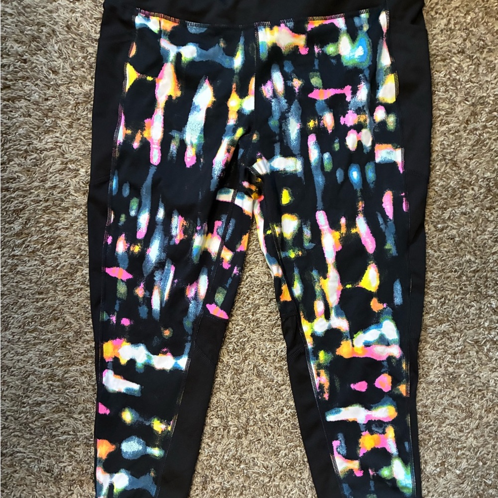 LuLaRoe exercise Leggings with Neon Splash Pattern